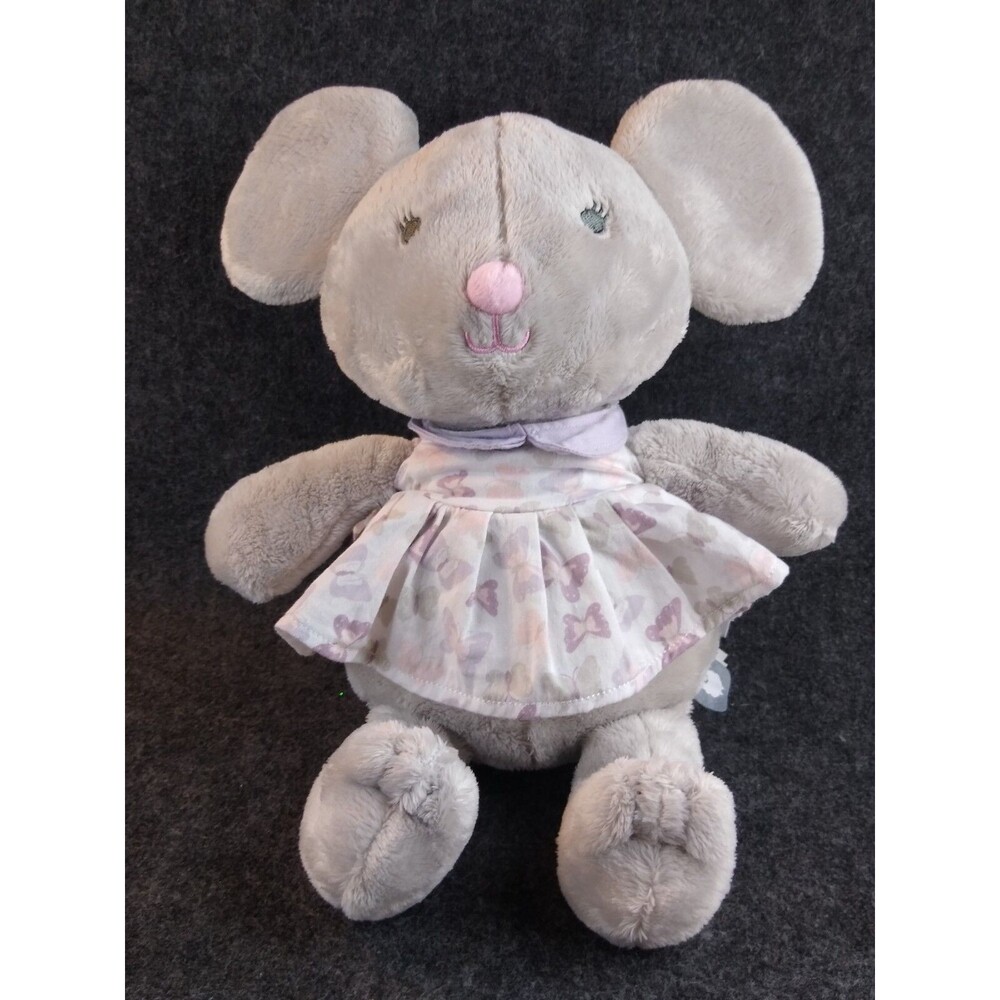 Lambs & Ivy Signature French Lavender Gray Mouse Butterfly Dress Plush 13”